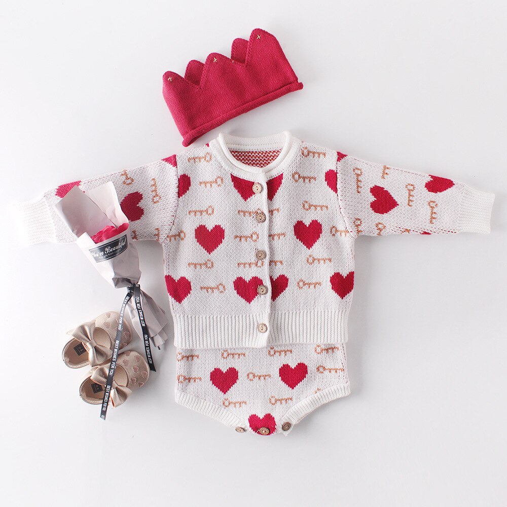 2020 del bambino del Vestito Del bambino Della Ragazza Amore Cappotto Carino Cuore Rosso Maglione cardigan 3 6 9 12 18 24 Mesi Del bambino vestiti OBS204037