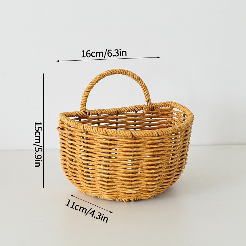 Keuken Opslag Mand Met Handvat Geweven Opknoping Manden Voor Woonkamer Fruit Diversen Organizer Home Decor Hand Geweven Manden: Clear