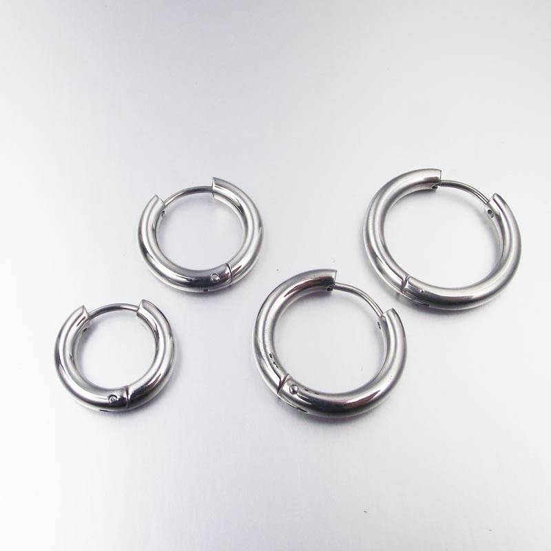 2 Pieces 4mm Thickness 20mm Big Size Heavy Circle Earrings Stainless Steel Big Round wives Hoop Earrings for women and Men