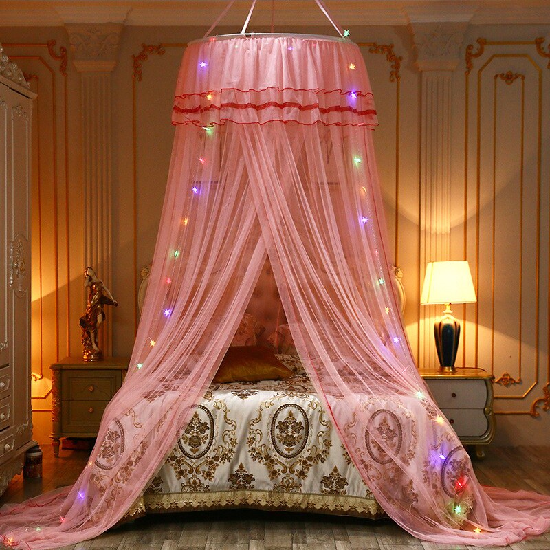 Mosquito Net For Double Bed Single-door Dome Hanging Bed Curtain Princess Mosquito Bed Netting Canopy Bed Tent Room Decoration: pink