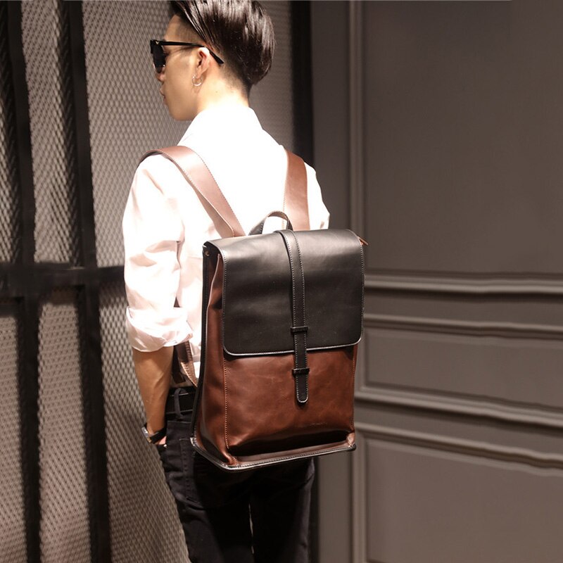 Men Backpack School Bag for Teenager Large Capacity Male Bags Multifunction Man Backpacks Leather Travel Laptop Backpack