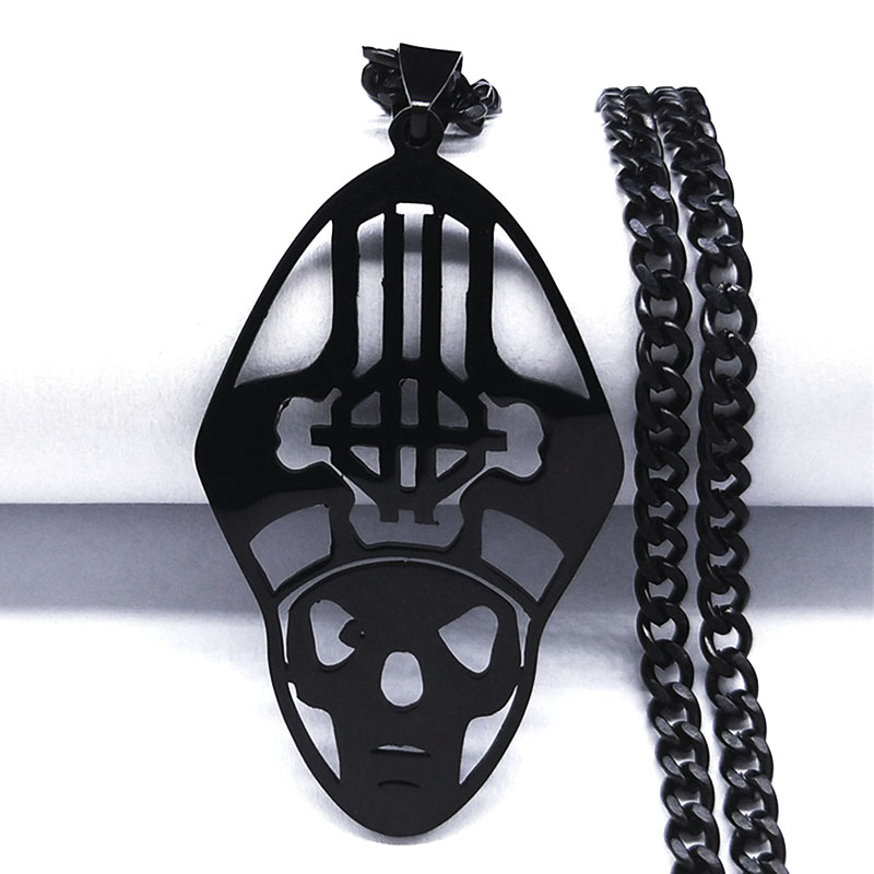 Collar con colgante sin nombre Ghost BC para mujeres y hombres, banda de Ghoul negra de acero inoxidable, cadena con símbolo de Papa Emeritus, joyería N643S06: Oro oscuro