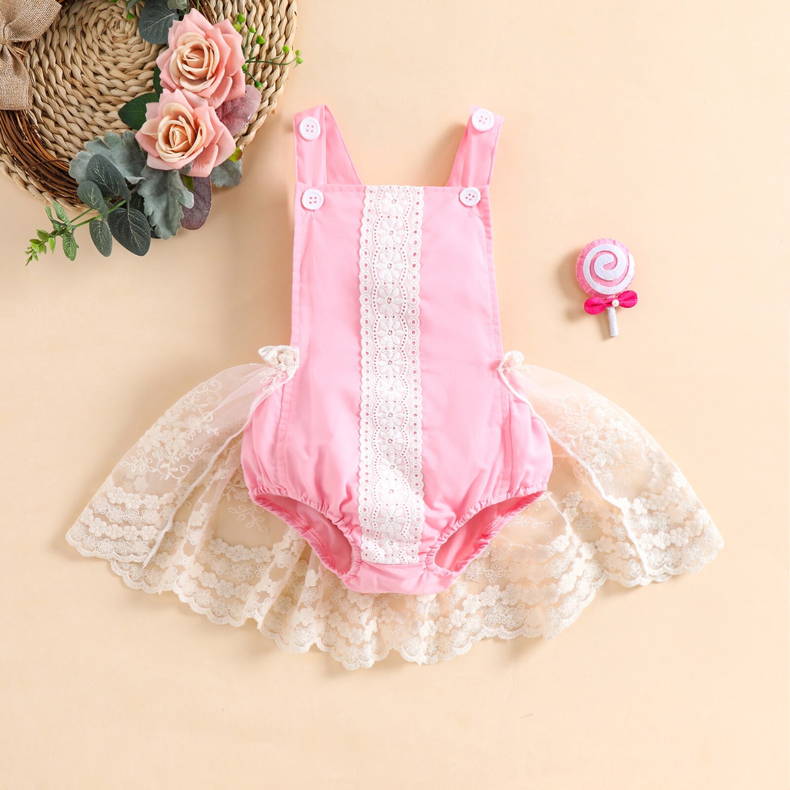 Citgeett Zomer Peuter Baby Meisjes Bodysuit Jurk Kant Patchwork Mesh Mouwloze Jarretel Jumpsuit Kleding