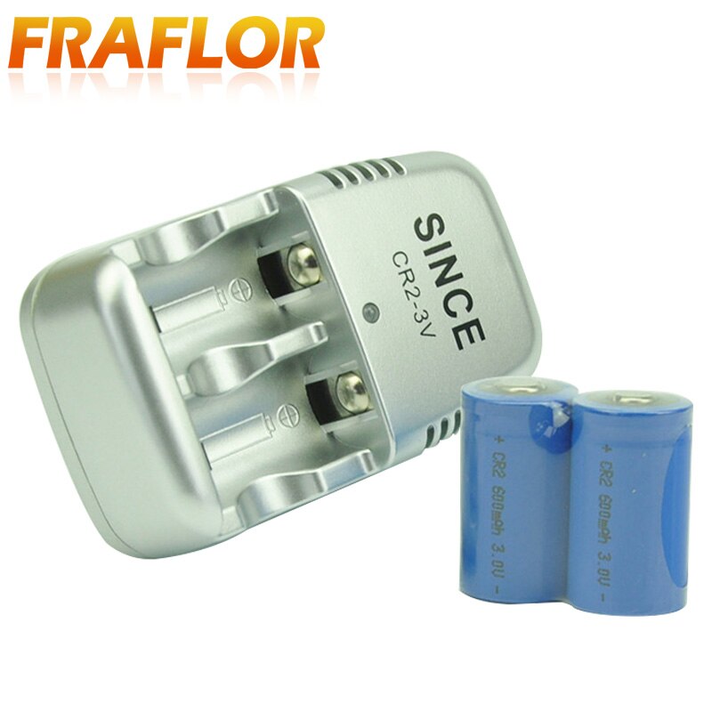3V CR2 Battery 2 Pcs 3V Li-ion Rechargeable Battery + 1 Pcs CR2 Battery Charger For Rangefinder Mini Telescope Camera Batteries
