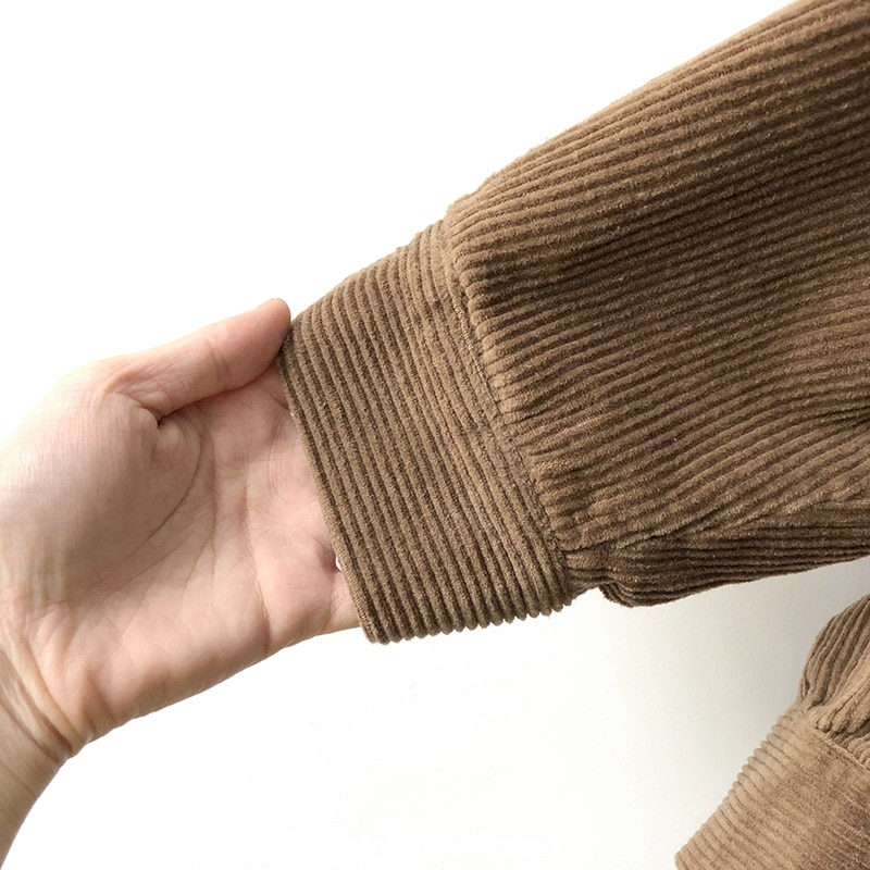 Chaqueta de pana casual suelta para mujer, chaqueta de color sólido de manga larga, abrigo de PANA con capucha, chaqueta de bolsillo de un solo pecho