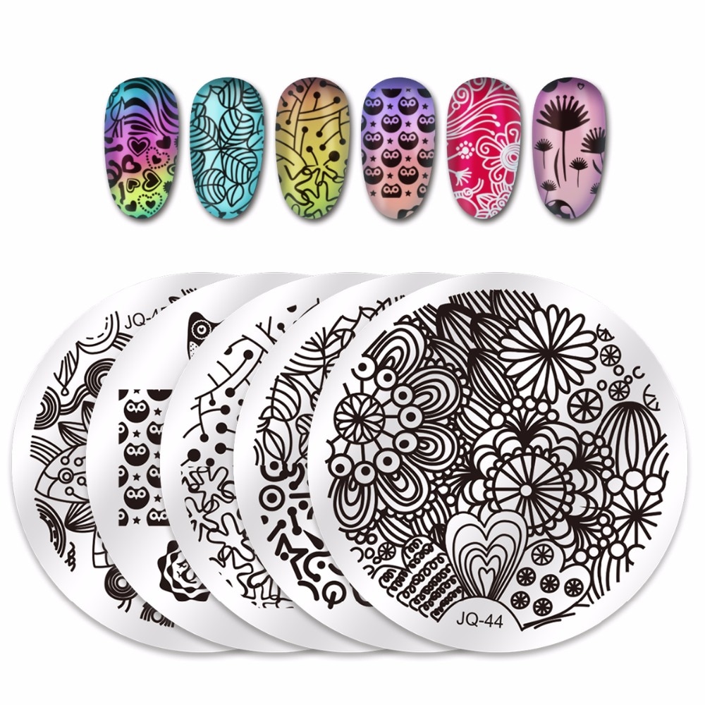 Biutee 10 stuks nagelplaten + transparante jelly siliconen nagelkunst stempel schraper stempel sjabloon afbeelding platen nagelstempel plaat gereedschap