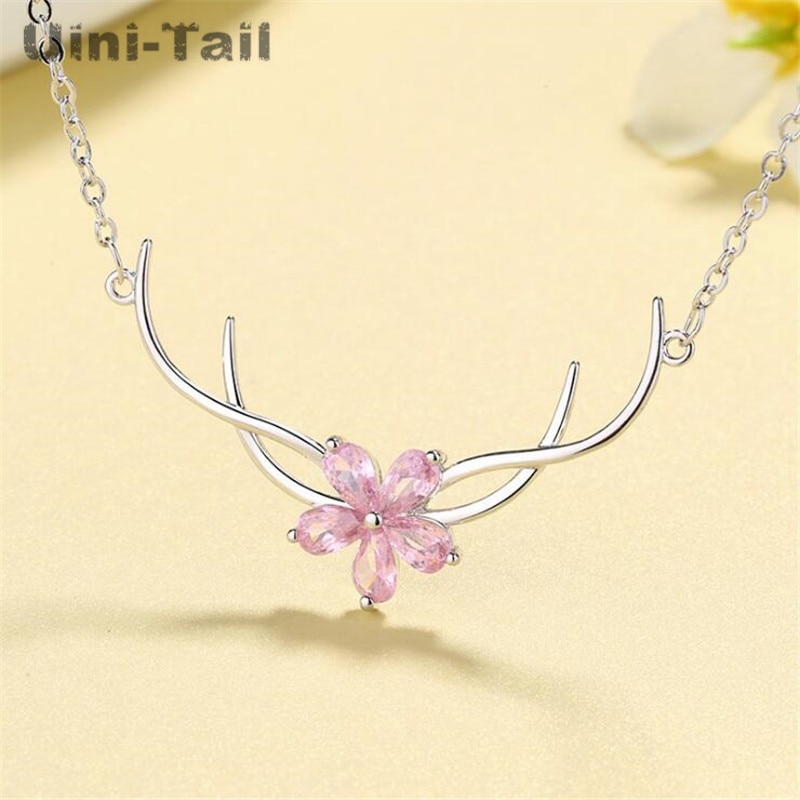 Uini-queue-collier en argent Sterling 925, sautoir en Elk rose, tendance, tempérament, de noël, tendance