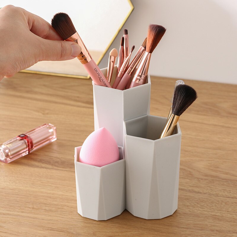 Boîte de rangement de cosmétiques à domicile, 3 grilles, brosse de maquillage, organisateur de Table, outils de maquillage, étagère