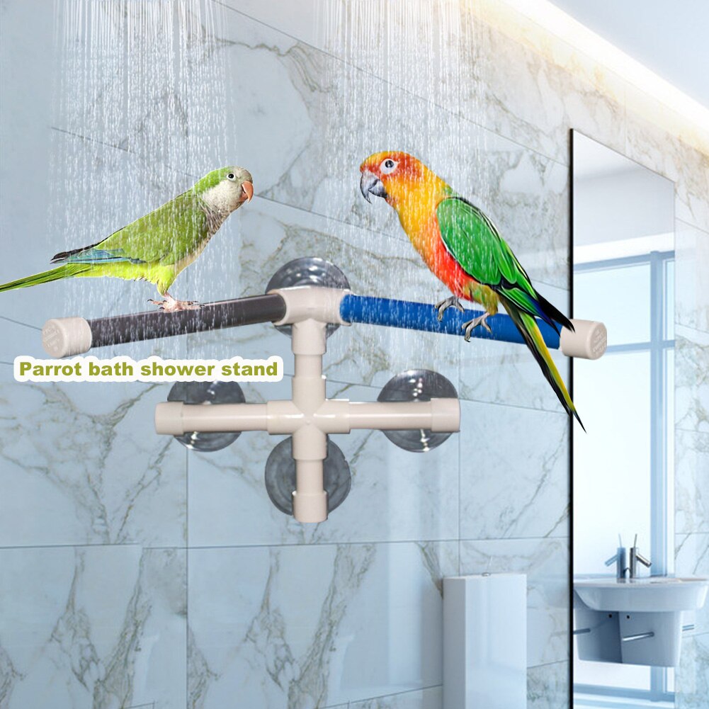 Perch Portable Platform Rack Shower Pet Accessories Toy Bird Bath Stand With Suction Cup Outdoors Garden Wall Mounted PVC