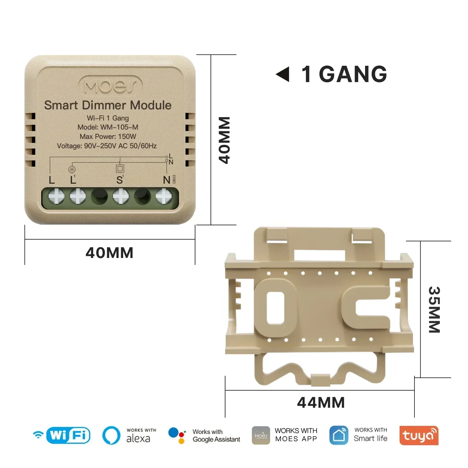 MOES Star Ring Series Mini Tuya WiFi/Zigbee interruptor inteligente módulo DIY interruptor de luz 1/2 Gang Control remoto trabajo Alexa Google Home: Verde