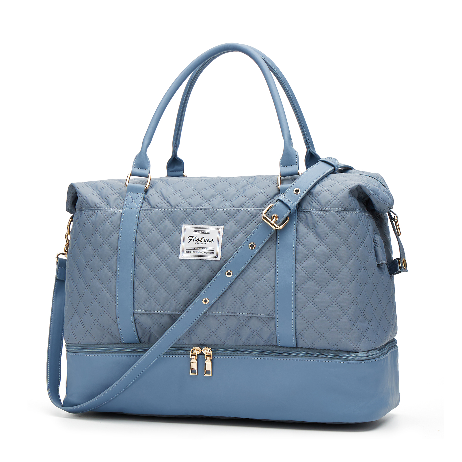 Reis Plunjezak, Sporttas Sporttas, Schouderweekendtassen Voor Dames Met Trolleymouw, Opvouwbare Handbagage Tas: Blauw