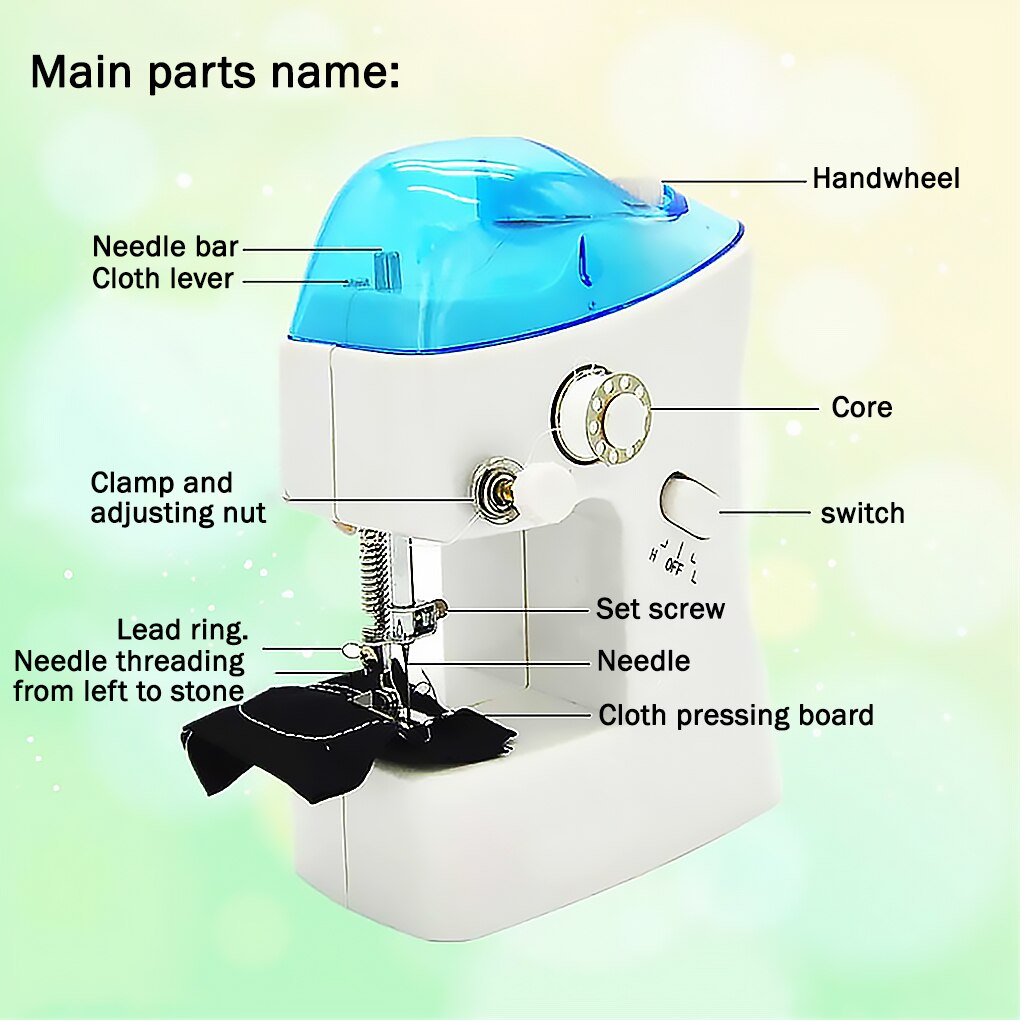 Mini Sewing Machine Portable Electric Fabric Crafting Mending Machine Dual Speed Sewing Tool with Foot Pedal