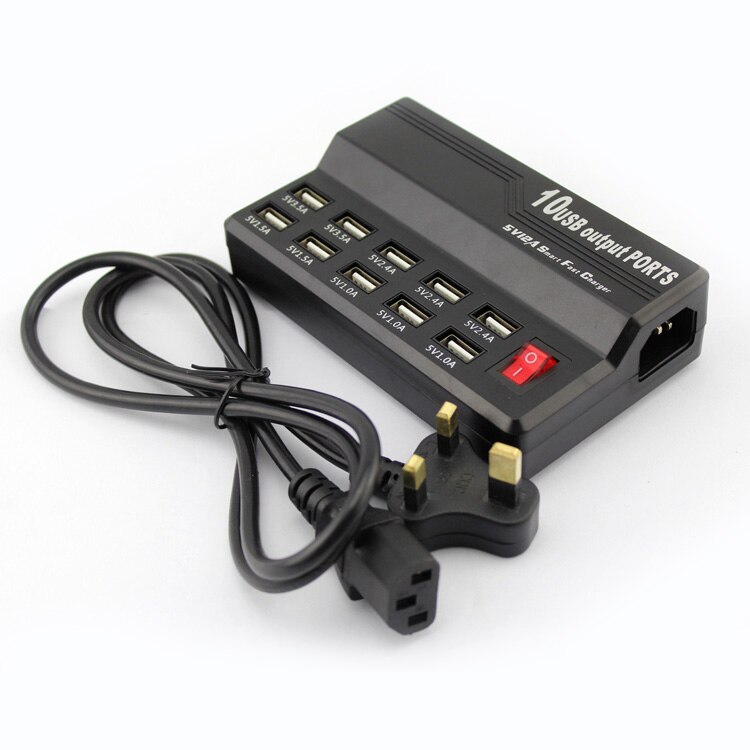 Kebidu 5v/12a 10- port usb-schnellladegerät, hochgeschwindigkeits-mehrfachladebuchse für smartphones, tablets und pcs
