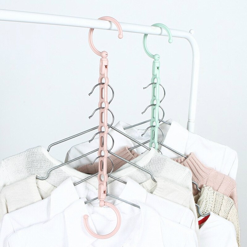 Clothes Hanger Rotating Handle 5-hole Windproof Hanger Children's Wardrobe Classification Space Saving Drying Rack Hook