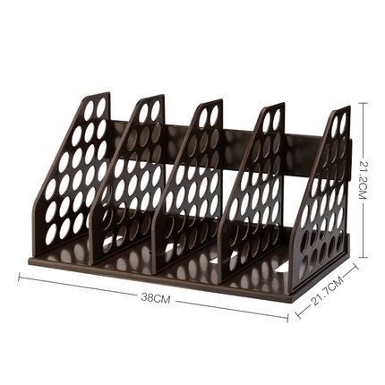 Office Desk File Organizer Magazine Holder Four-columns Bookshelf Paper Organizer Document File Storage Book Stand: Coffee