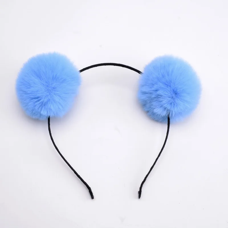 Schattige pomponbal oortjes pluizige balletjes leuke haarband haarband mooie haaraccessoires: Ivoor