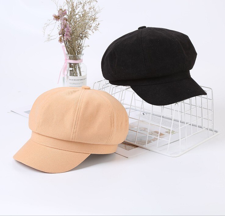Vrouwen Hoeden Krantenverkoper Kunstenaar Beanie Hoed Vintage Effen Kleur Acht Panel Visor Cabbie Cap Achthoekige Hoeden