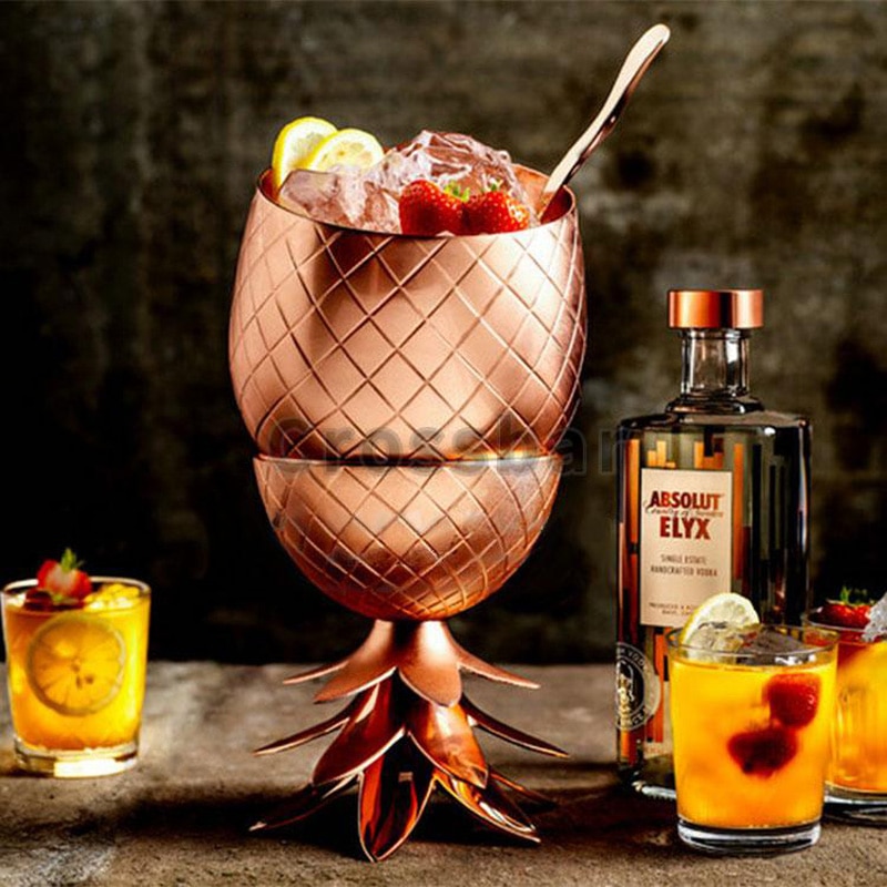 Ananas Becher/Becher Edelstahl Silber Rose Gold Cocktail Saft Trinken Tassen Tassen Bar Spezielle Trinken Utensilien