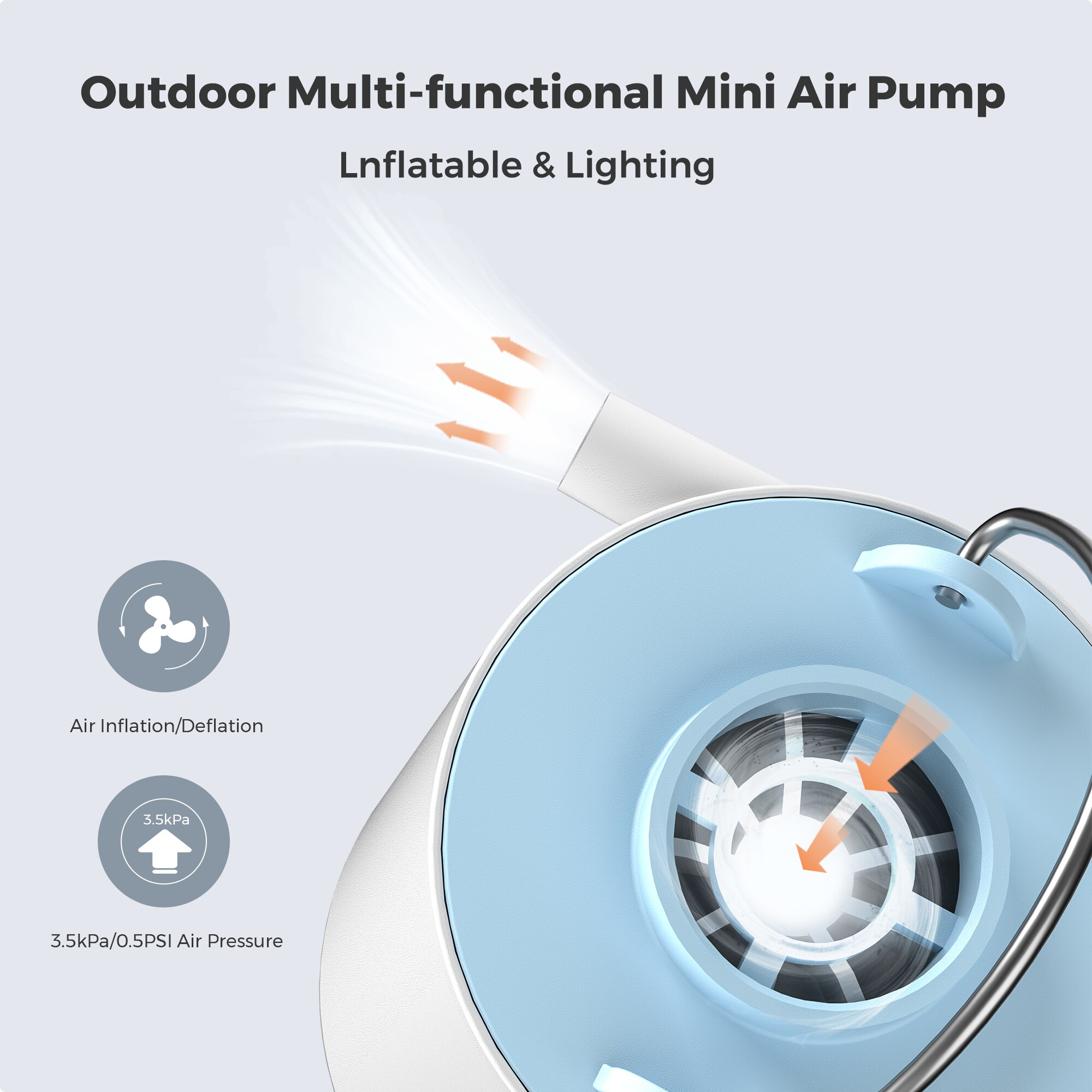FLEXTAILGEAR TINY PUMP X - Portable Electric Air Pump with Camping Light Rechargeable for Pool Floats Air Mattress Vacuum Bags
