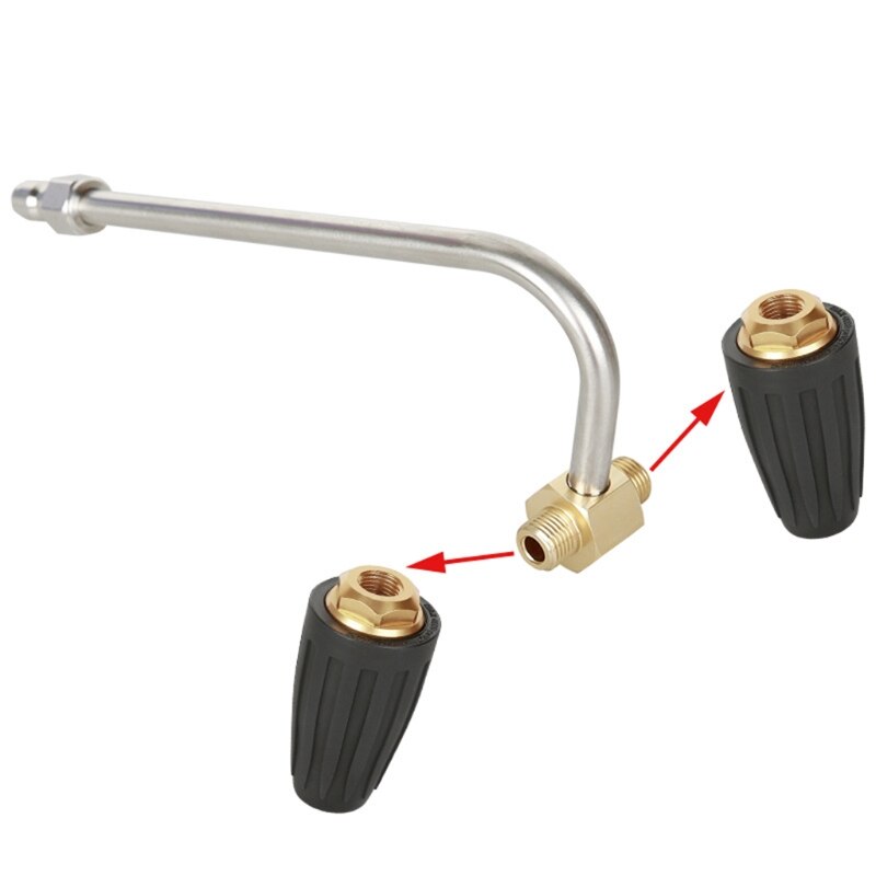 High Pressure Lotus Nozzle Double-head Rotatable Turbo Nozzle Gutter Cleaner Attachment for Pressure Washer Quick Connect M7DA