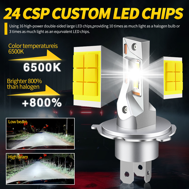 2 uds 20000LM H4 bombilla de faro LED 9003 HB2 haz alto y bajo Super brillante H4 Led faro de motocicleta luz automática lámpara Led 12V 6500K