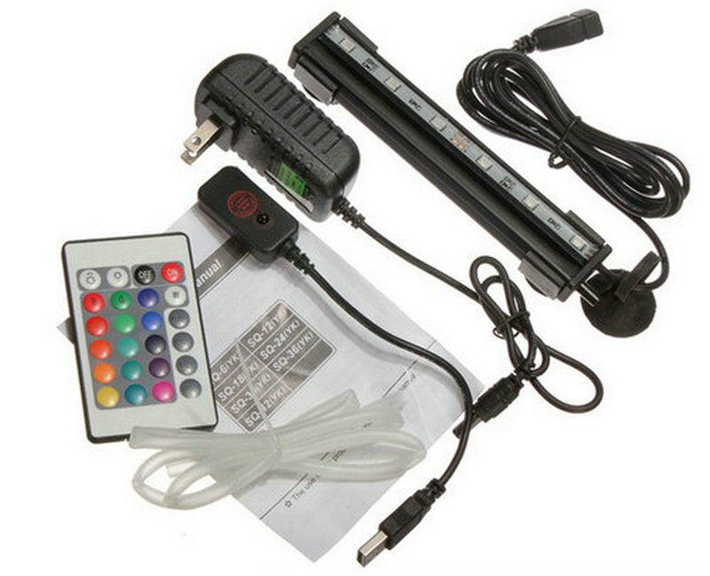 24key Remote controll 28cm 12leds 5050SMD Light Bar Submersible submarine lamp multicolor RGB Aquarium Fish Tank tube Waterproof