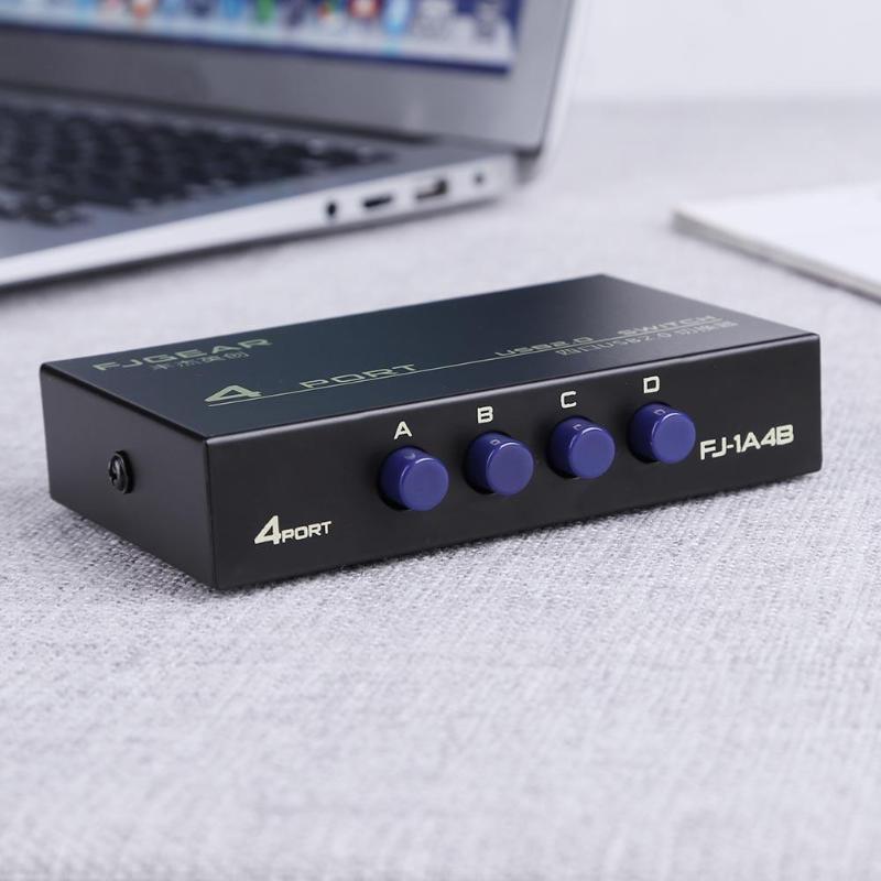USB 2.0 4 Ports Sharing Switcher Selector Adapter Box Hub for PC Scanner