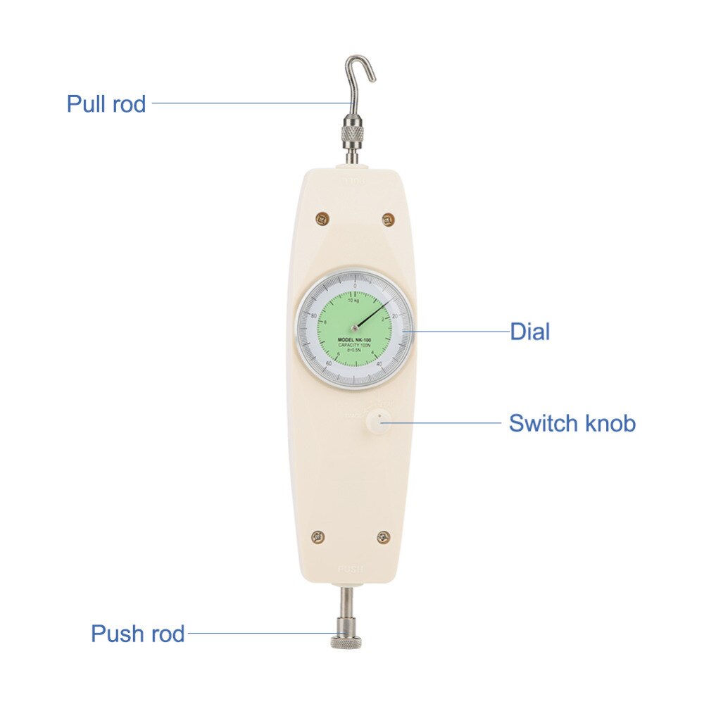 10N Analog Dynamometer Force Meter Measuring Instrument Tester Push Pull Force Gauge Meter