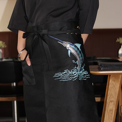 Japanse Koken Dienst Schort Geborduurd Patroon Schort Chef Schort