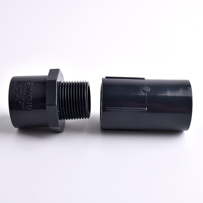 1/2"~2" Male Thread UPVC Pipe Dark Grey Straight Connector Aquarium Water Tank Pipe Quick Equal Joint Garden Irrigation Fittings