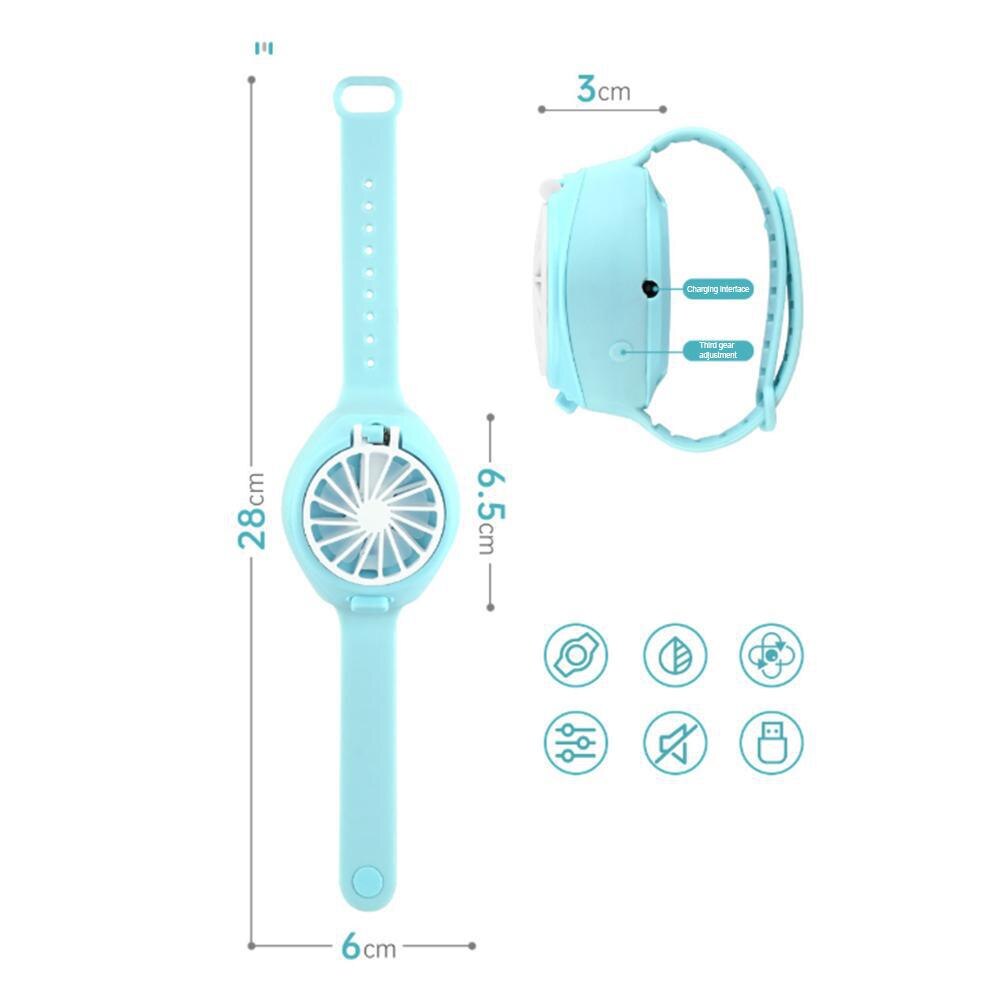 Usb-mute kleine ventilator draagbare horlogeventilator luchtzuivering draagbare handheld opvouwbare mini-ventilator opladen usb-ventilator voor kinderen