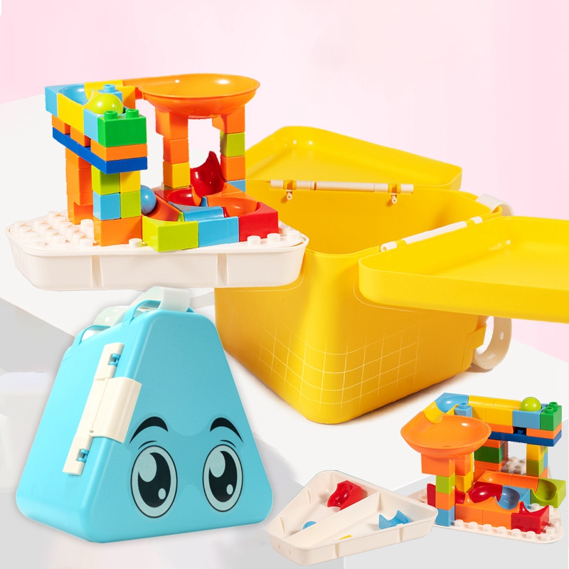 Blok legetøjs opbevaringsboks bærbar opbevaringsboks børns legetøjs opbevaringsboks med lille partikel bundplade