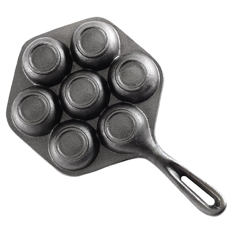 Sartén antiadherente rellena de hierro fundido, Munk/Aebleskiver, plancha de hierro fundido para la casa para varios alimentos esféricos