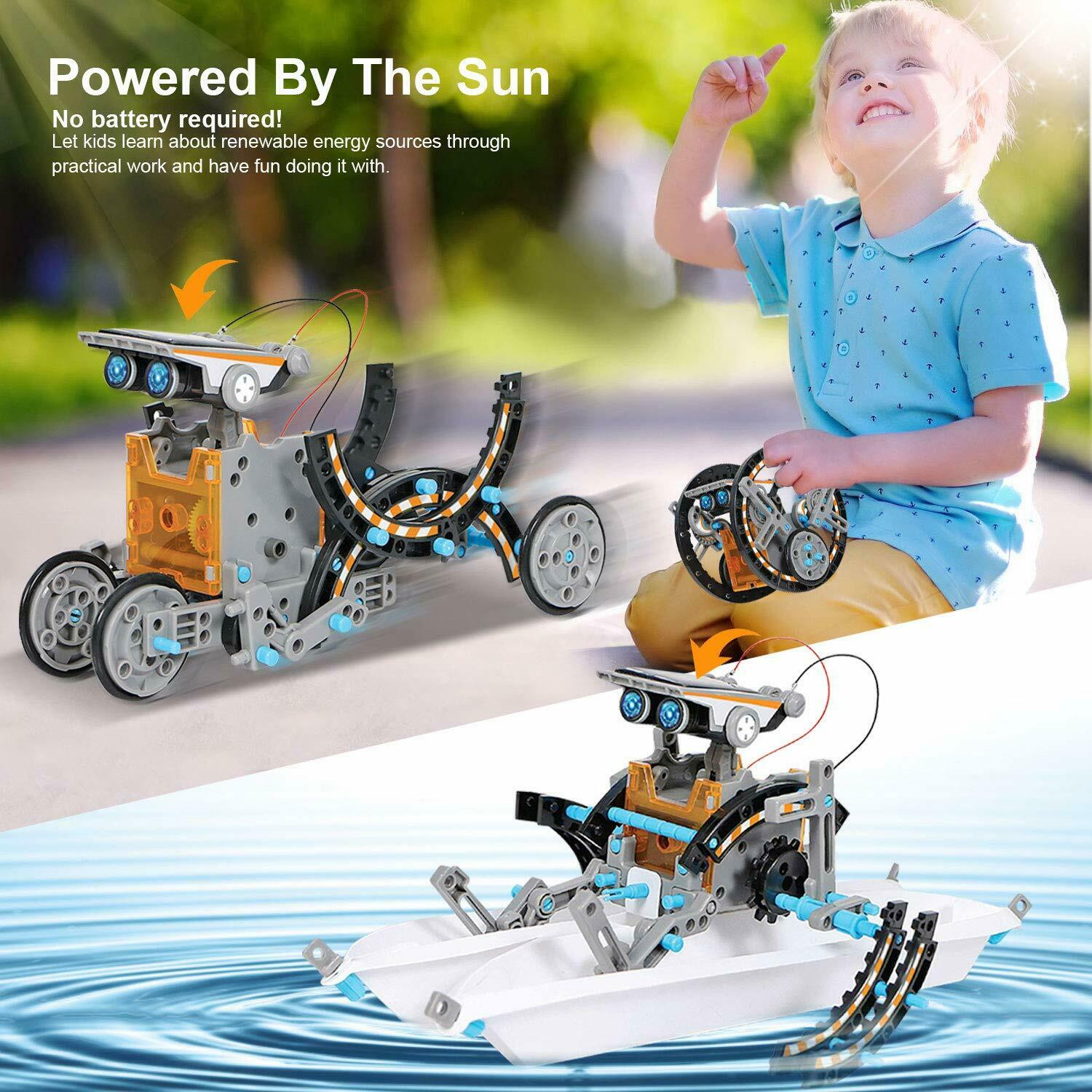 Børn mindblown stamme 12- i -1 sol robot oprettelse 190- stykke sæt med arbejdende soldrevet motoriseret motor og gear