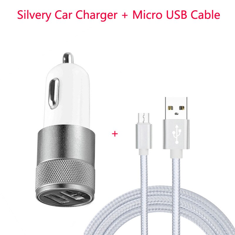Car Charger Adapter For Meizu M8 15 Lite C9 V8 Pro M6 M5 M3 M2 Note 8 M6T M8c M6s A5 M5c E2 M5s U20 U10 Nylon Micro USB Cable: Sliver Charger Cable