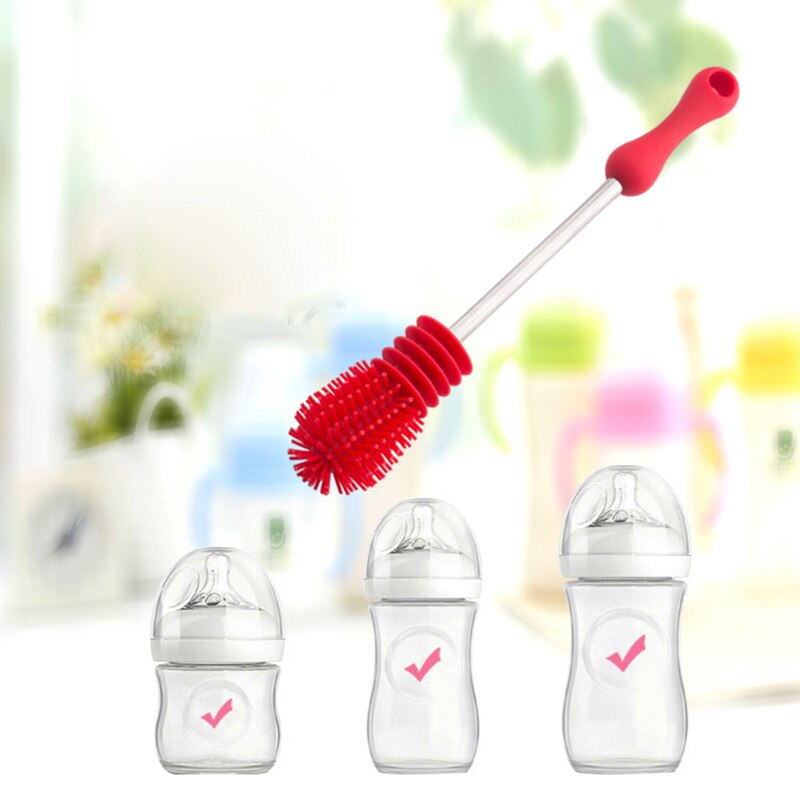 Silicone Baby Bottle Brush Silicon Wash Clearing Brushes Long Handle Baby Kids Milk Bottle Cleaner Brushes