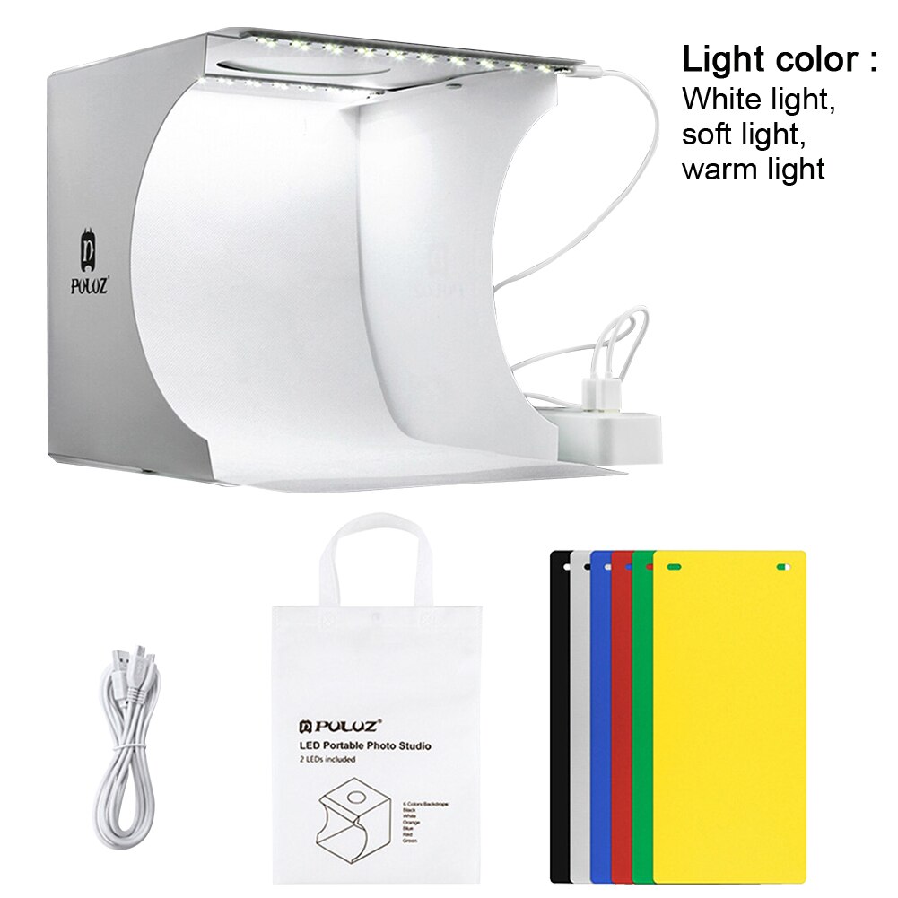 Mini Portable Practical Photo Studio Led Tabletop Shooting Light Box Jewelry Watch With Backdrops For Small Items: A