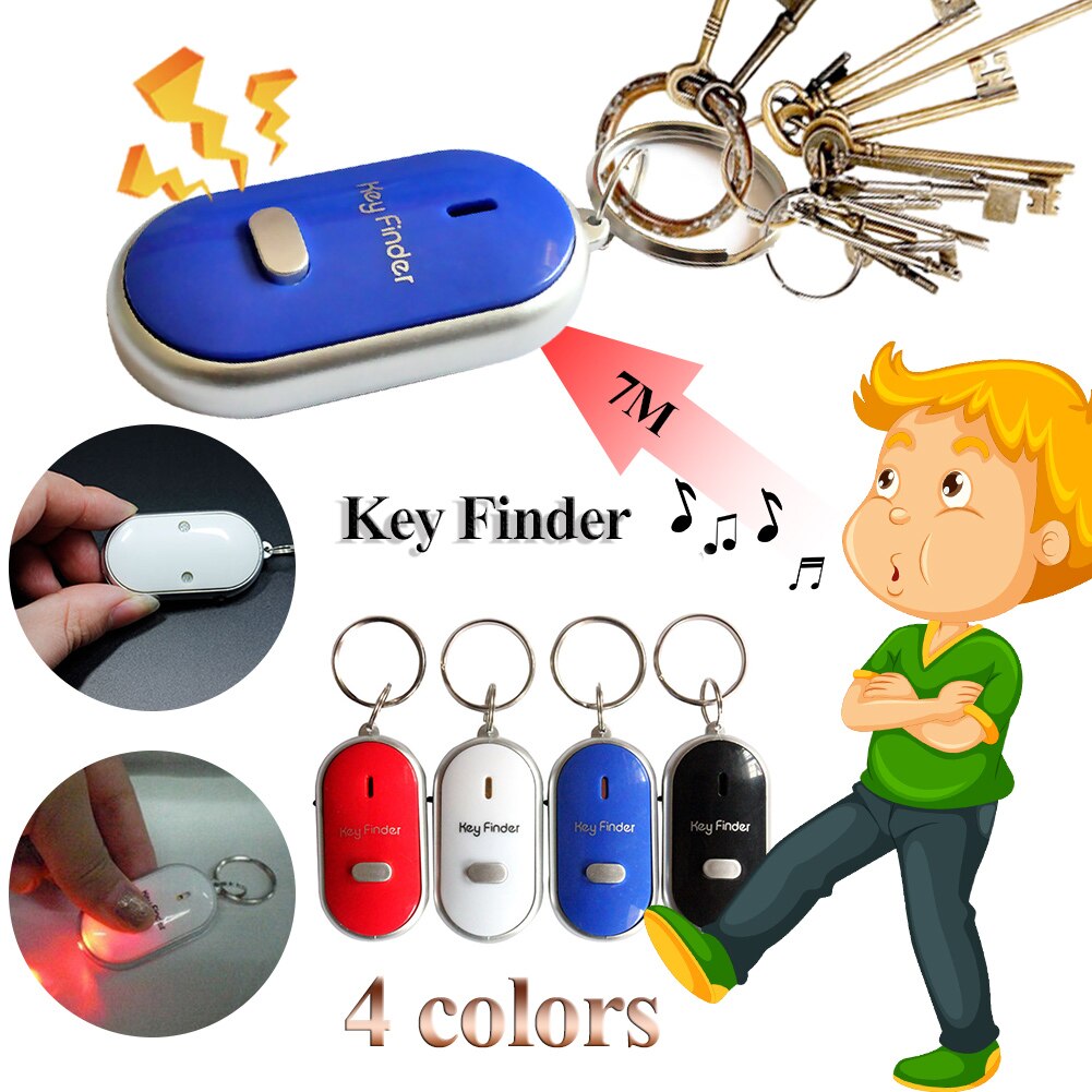 Mini Anti-lost Key Finder Whistle Flashing Beeping Remote Lost Keyfinder Locator Keyring Tag Tracker 4 Colors Smart Key Finder