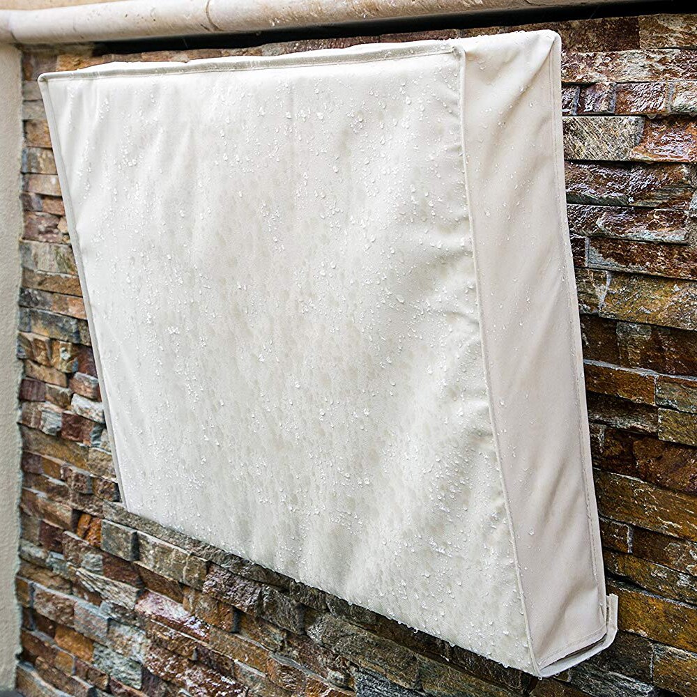 Cubierta de TV exterior para patio, protección a prueba de polvo y agua para pantalla, jardín, color beige, 32, 36, 40, 46, 50, 55, 60 y 65 pulgadas