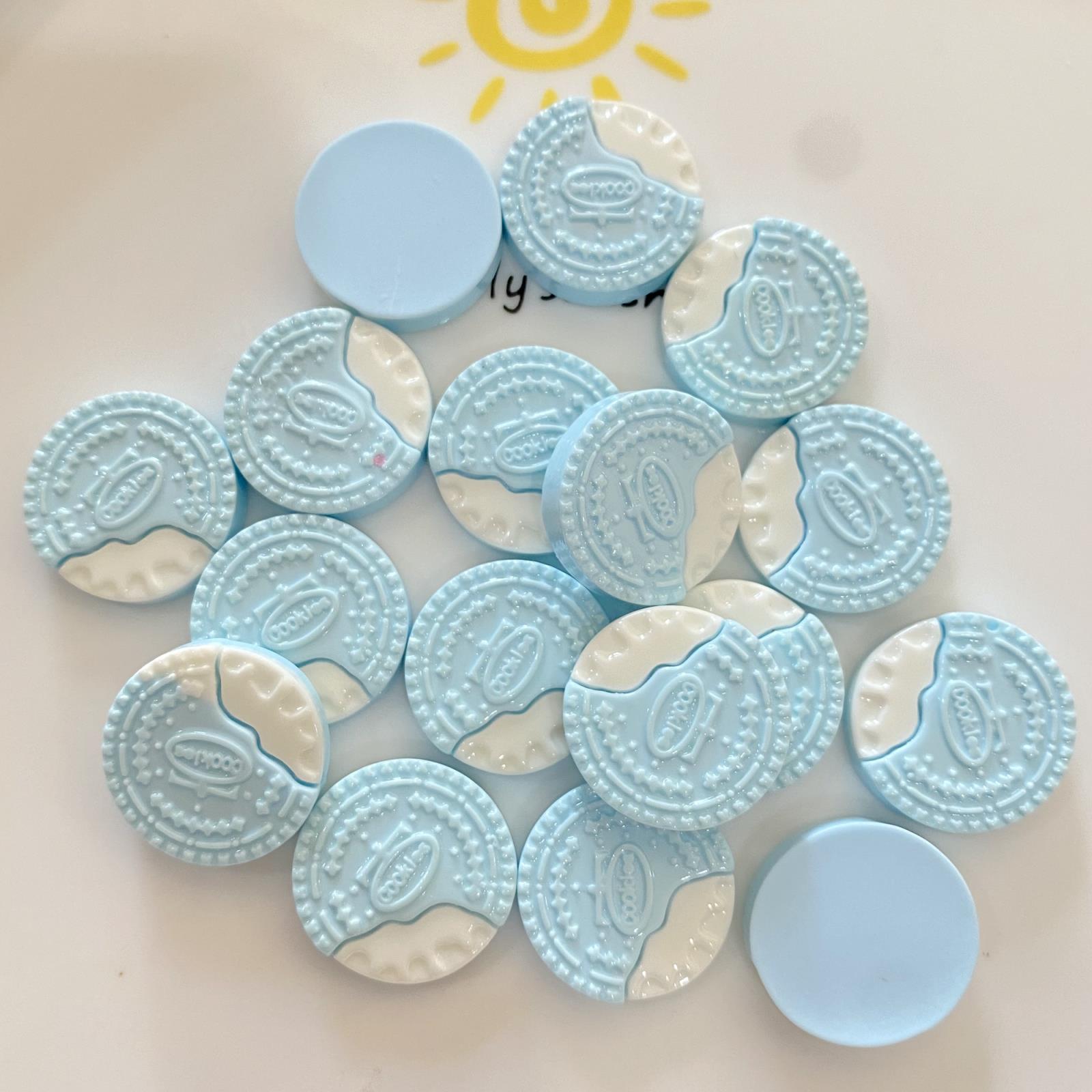 20Pcs Simulation Biscuit Flat Back Resin Cabochons Miniature Cute Food Scrapbooking DIY Jewelry Craft Decoration Accessories: blue