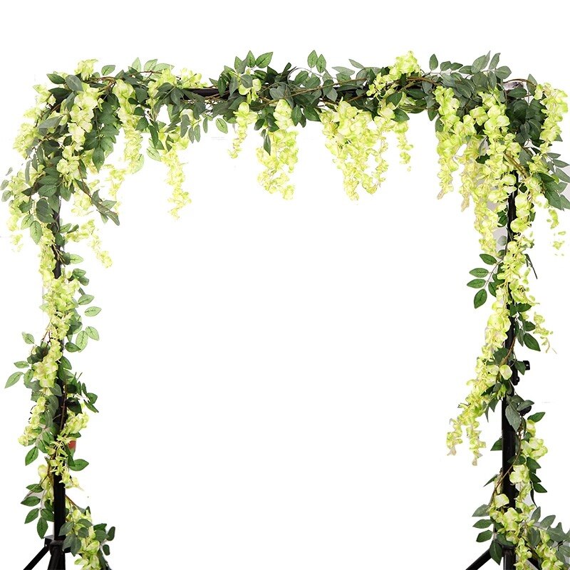 2M Wisteria Kunstbloemen Wijnstok Krans Bruiloft Boog Decoratie Nep Planten Gebladerte Rotan Trailing Faux Bloemen Klimopmuur