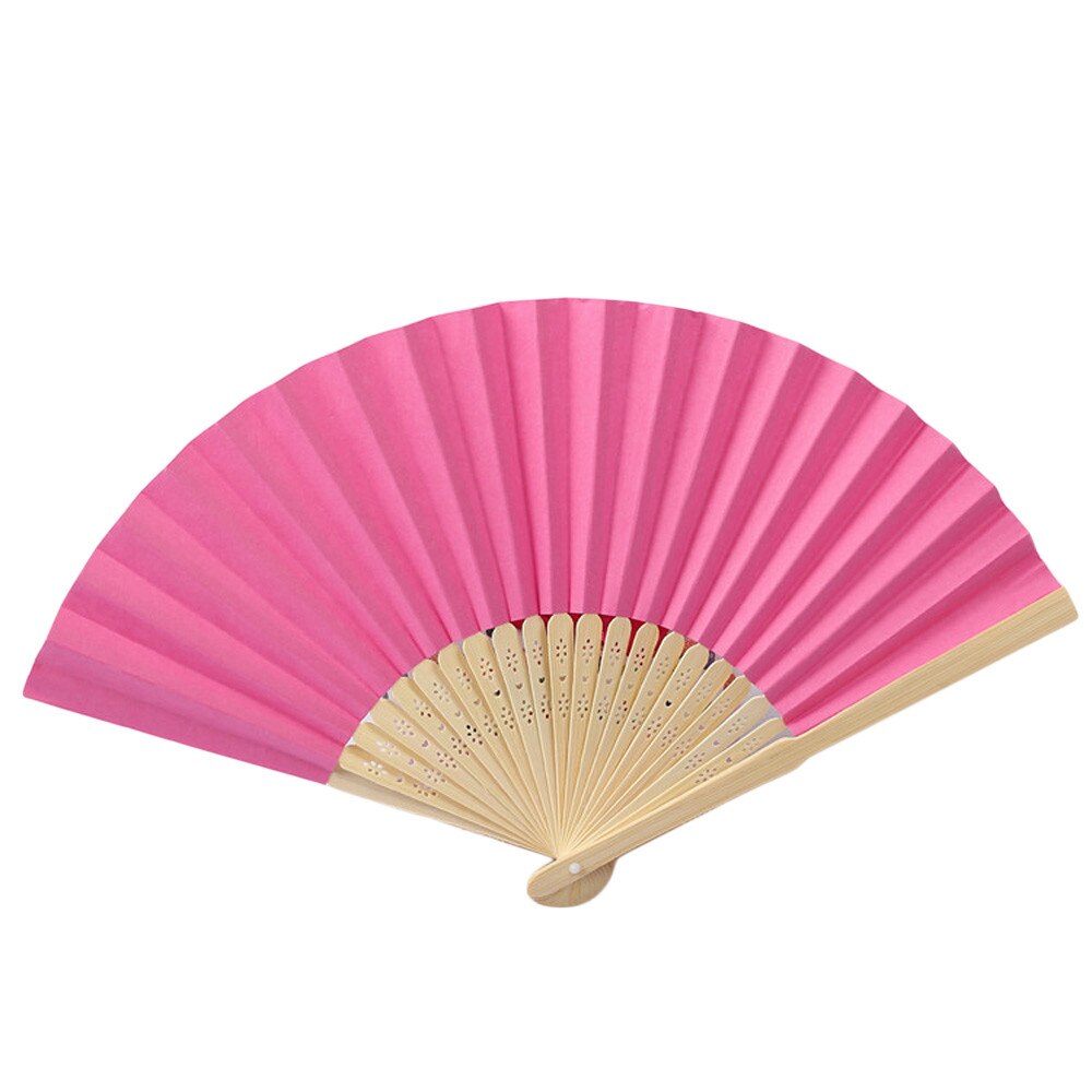 Éventail pliable en papier | Offre spéciale, motif d'été, danse, fête de mariage, dentelle, soie, tenue à main de couleur unie: Hot Pink