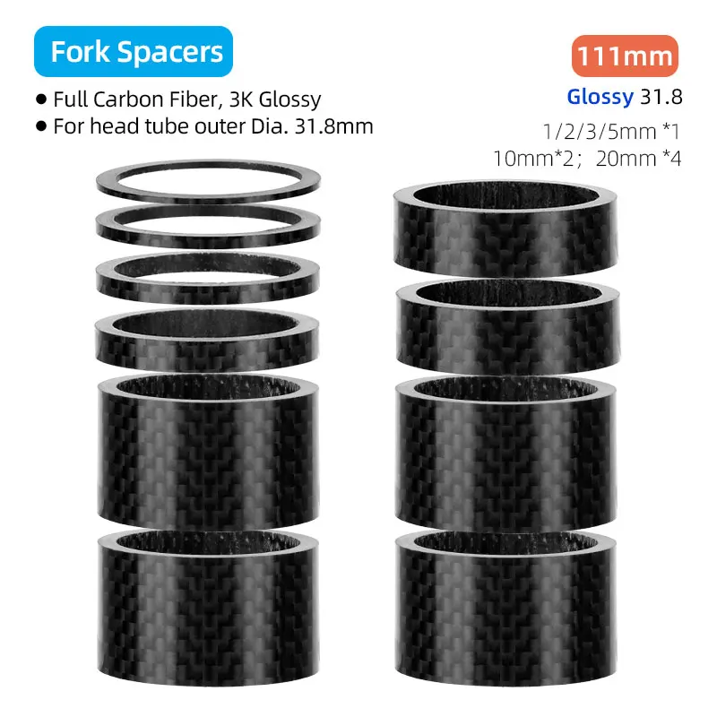31,8mm Gabel Headset Carbon Spacer MTB Fahrrad Lenker Vorbau Rise Up Einstellen Unterlegscheiben 3K Glänzende Faser Lenkung DIY Zubehör: Silber