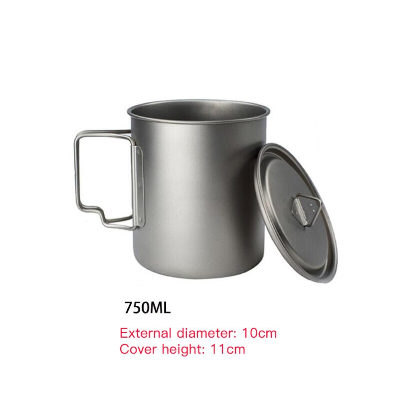 Taza de titanio ultraligera, utensilios de cocina para el hogar, al aire libre, taza de agua portátil, vajilla, olla de cocina para Picnic, Camping, 750/550/350ml: 750ml
