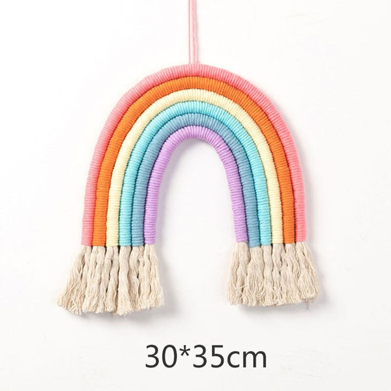 Bricolage corde arc-en-ciel jouet à la main tissé arc-en-ciel décoration tenture murale nordique bébé chambre décor accessoires de noël: 6 strands 3