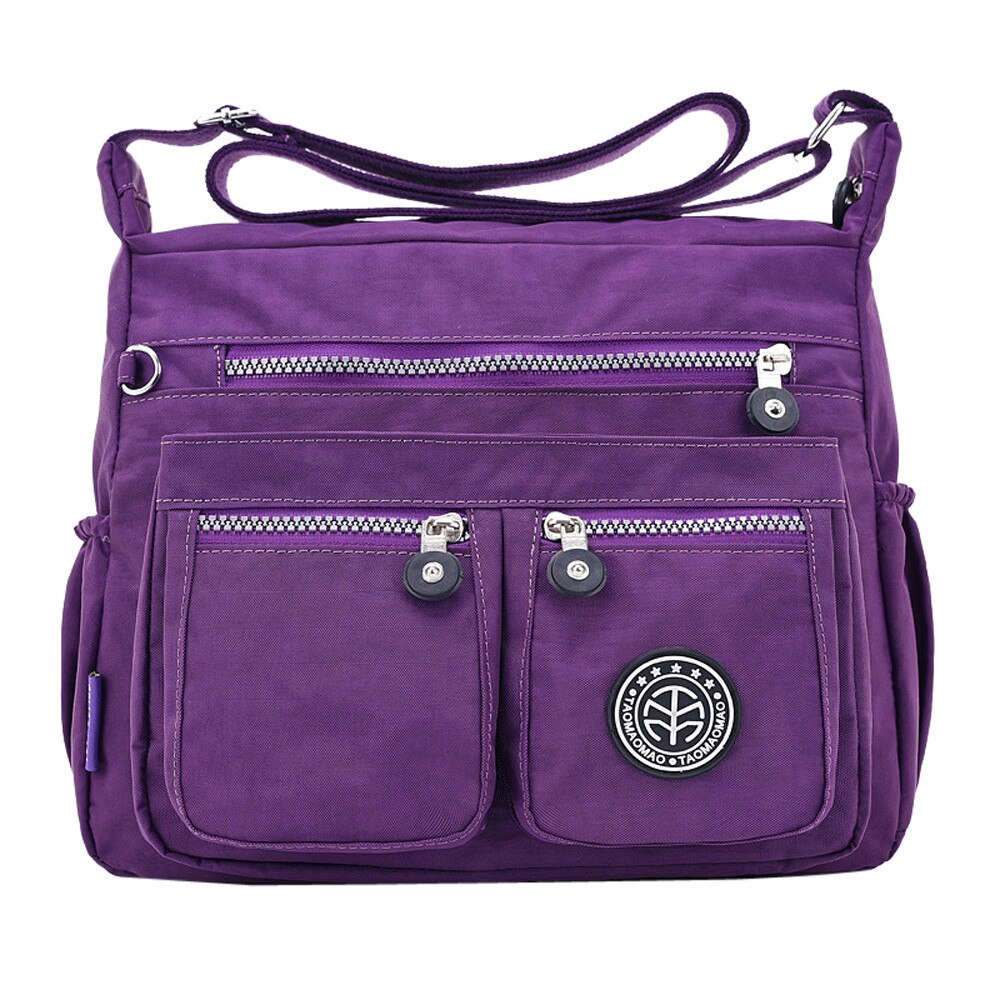 Saco crossbody feminina moda cor sólida repelente de água náilon sacos de ombro crossbody saco de viagem casual bolsa feminina: ROXO