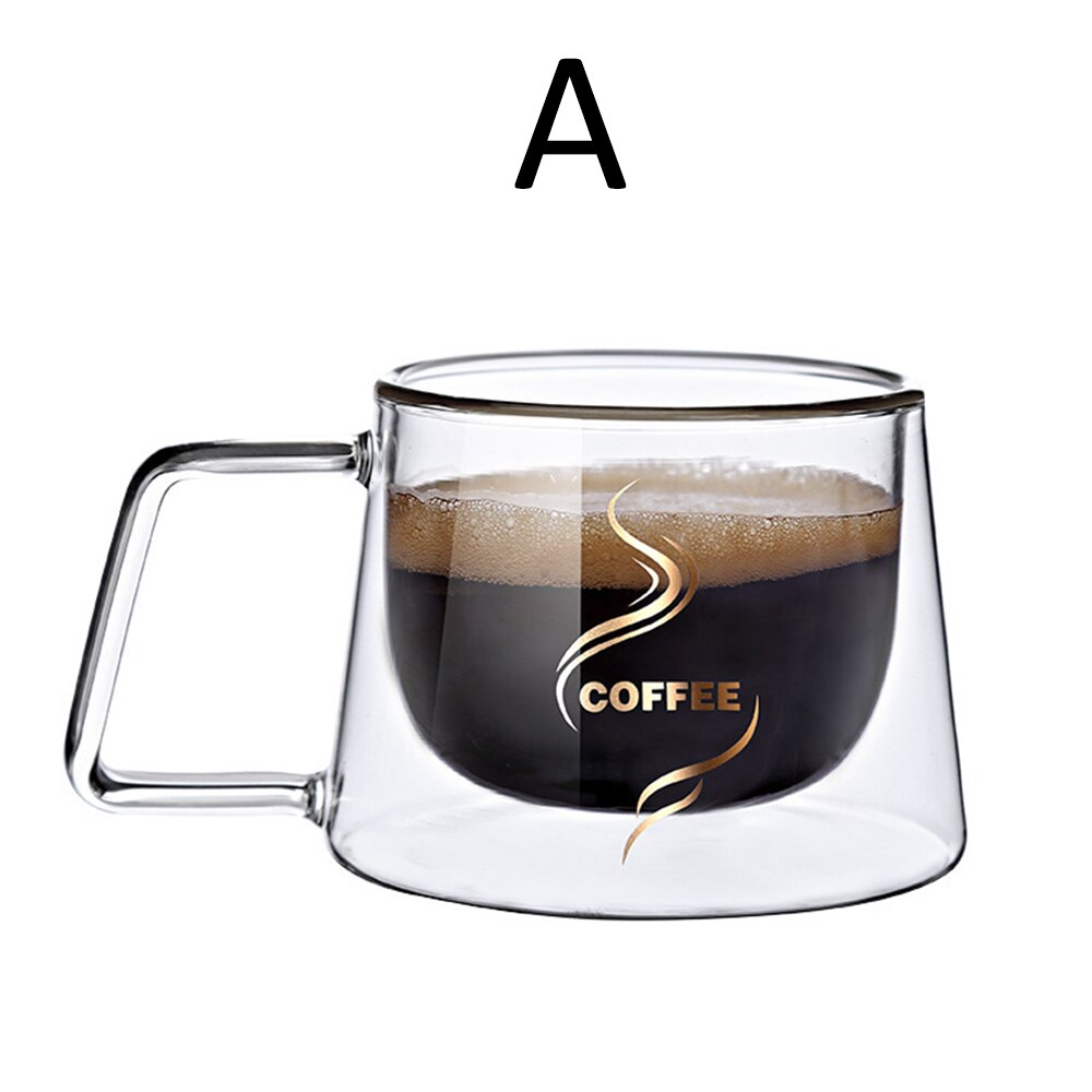 Double Glass Coffee/Tea Cup and Beer Cup Coffee Cup Handmade Healthy Drinking Tea Cup Cup Transparent Water, Coffee, Tea Supplie: A