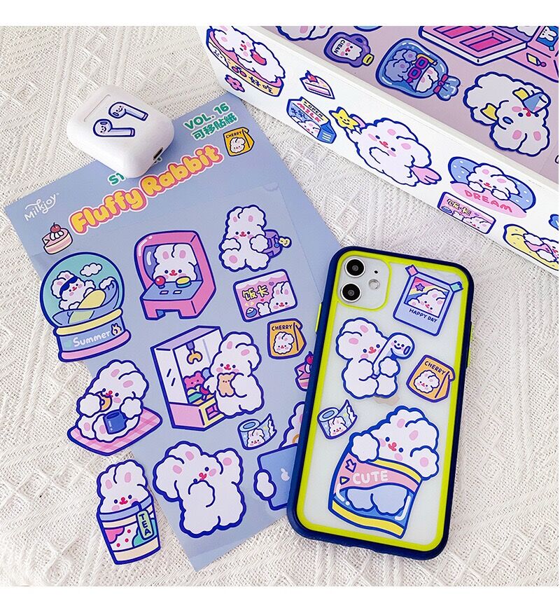 2pcs Lovely Cute Korea Rabbit Cartoon Stickers For DIY luggage Label Home DIY Post Sticker Laptop Bag cup Cell Phone Stickers