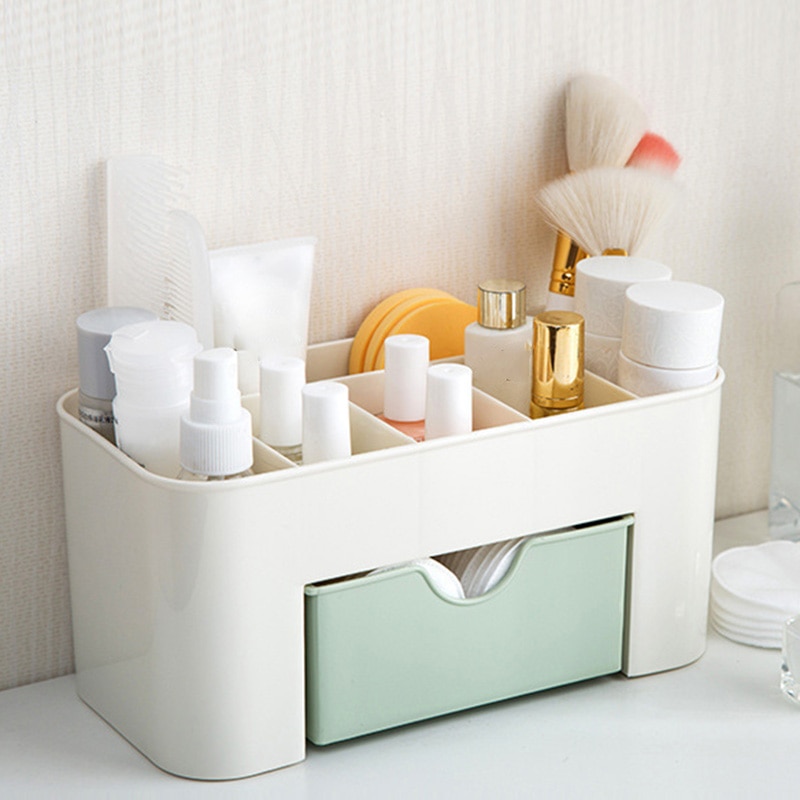 Vanity Drawer Beauty Organizer 6 Compartments with 1 Drawer Cosmetic Storage Box for Home Office Vanities Bathroom Counter-top