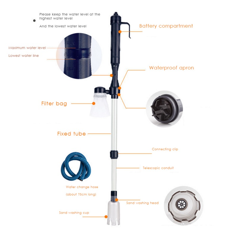 Electric Aquarium Fish Tank Water Change Pump Aquarium Cleaning Tool Water Changer Gravel Cleaner Siphon Filter Pump